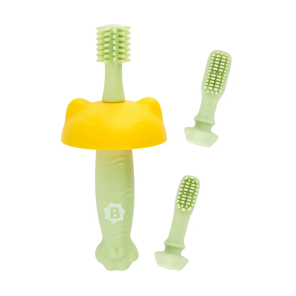 badabulle-mitwachsende-baby-zahnb-rste-aus-silikon-mit-3-austauschbaren-aufs-tze image 1