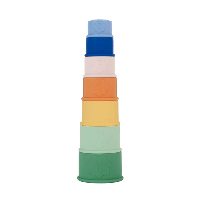 badabulle-7-stapelbecher-aus-silikon-f-r-babys-kleinkinder-nummeriert image 1