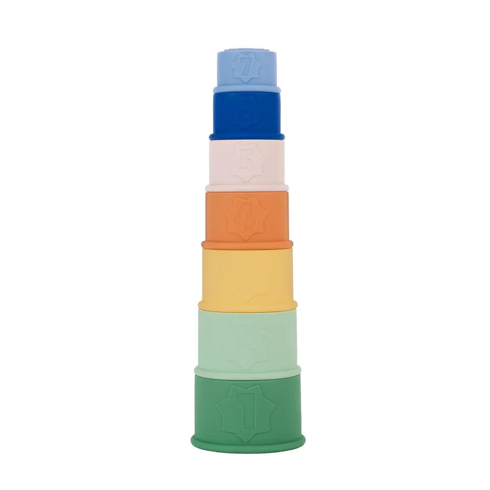 badabulle-7-stapelbecher-aus-silikon-f-r-babys-kleinkinder-nummeriert image 1