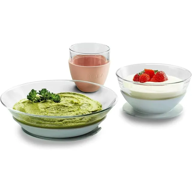 b-aba-duralex-kinder-glas-geschirrset-teller-schale-glas-mit-silikon-saugnapf-br image 1