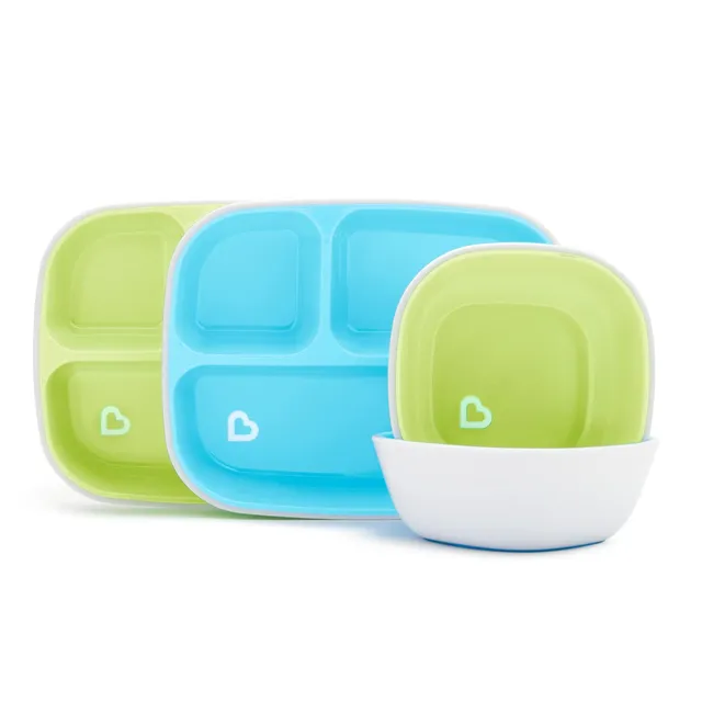 munchkin-spritz-teller-sch-sselset-4-teilig-unterteilte-kinderteller-sch-sseln-b image 1