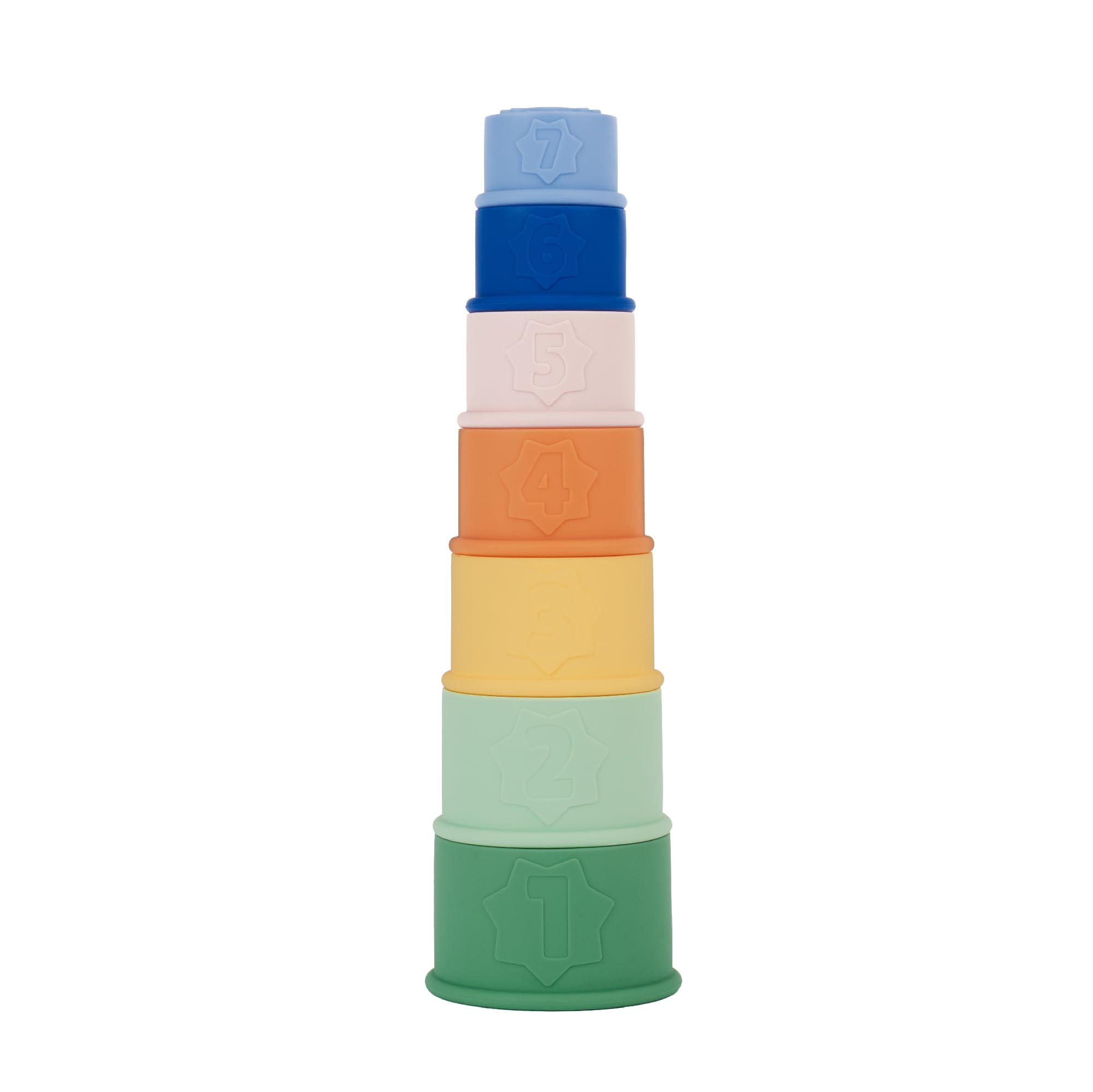 badabulle-7-stapelbecher-aus-silikon-f-r-babys-kleinkinder-nummeriert image 1