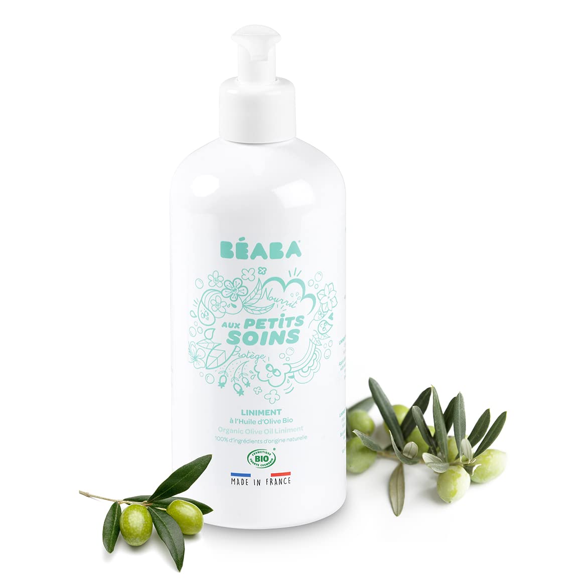 b-aba-liniment-f-r-babys-500ml-cosmebio-zertifiziert-bio-oliven-l-100-nat-rliche image 1