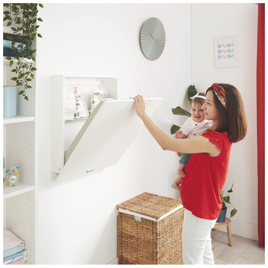 badabulle-wandwickeltisch-splash-klappbarer-wandwickelplatz-mit-regalfach-wickel image 5