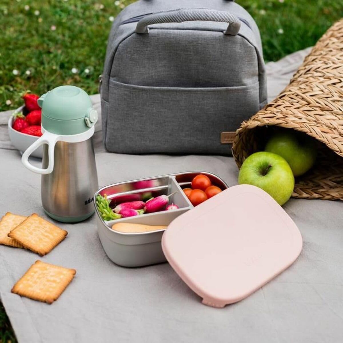 b-aba-lunchbox-kinder-auslaufsichere-edelstahl-brotdose-mit-f-chern-und-silikonh image 2