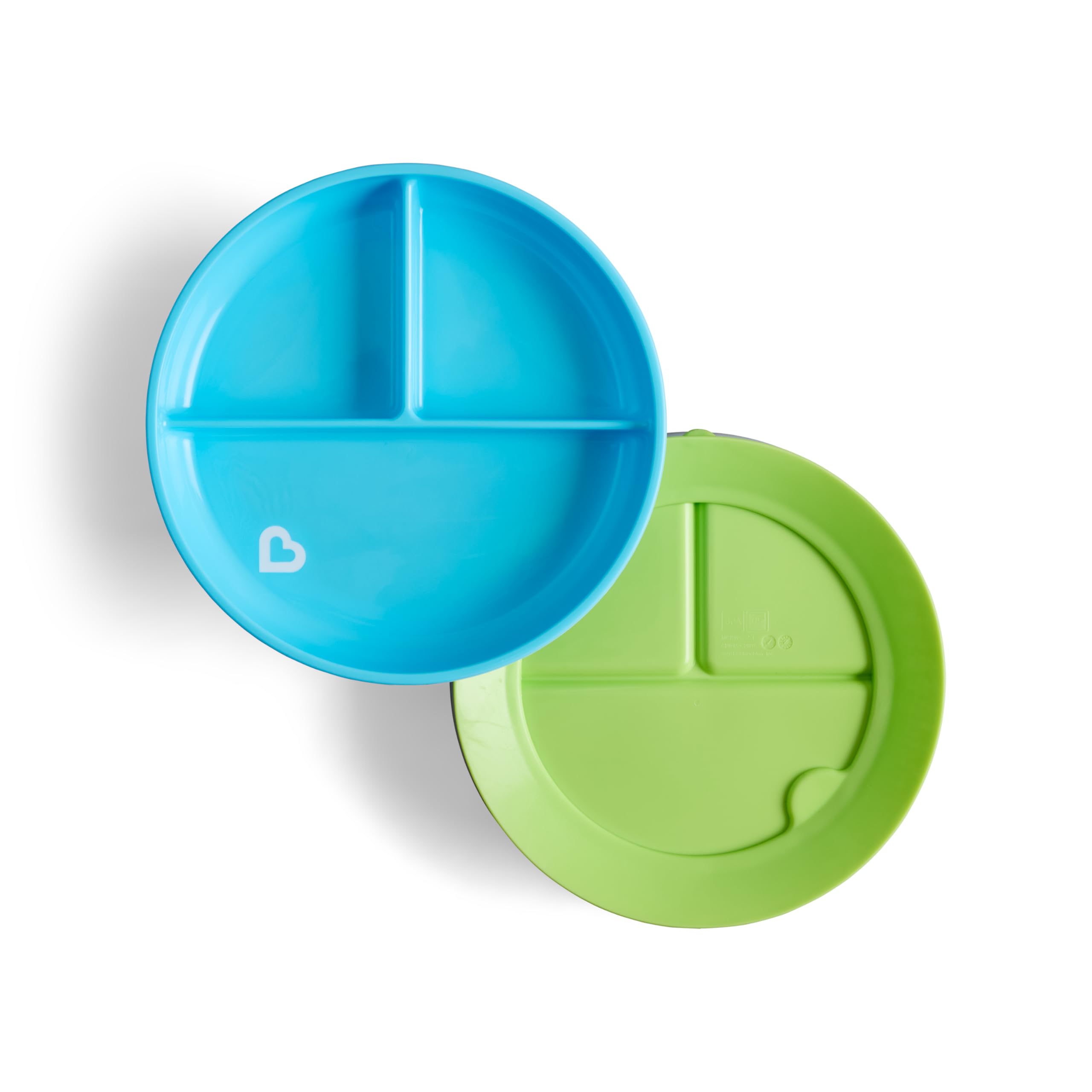 munchkin-stay-put-unterteilte-saugnapf-teller-2er-pack-bpa-frei-blau-gr-n-ab-6-m image 1