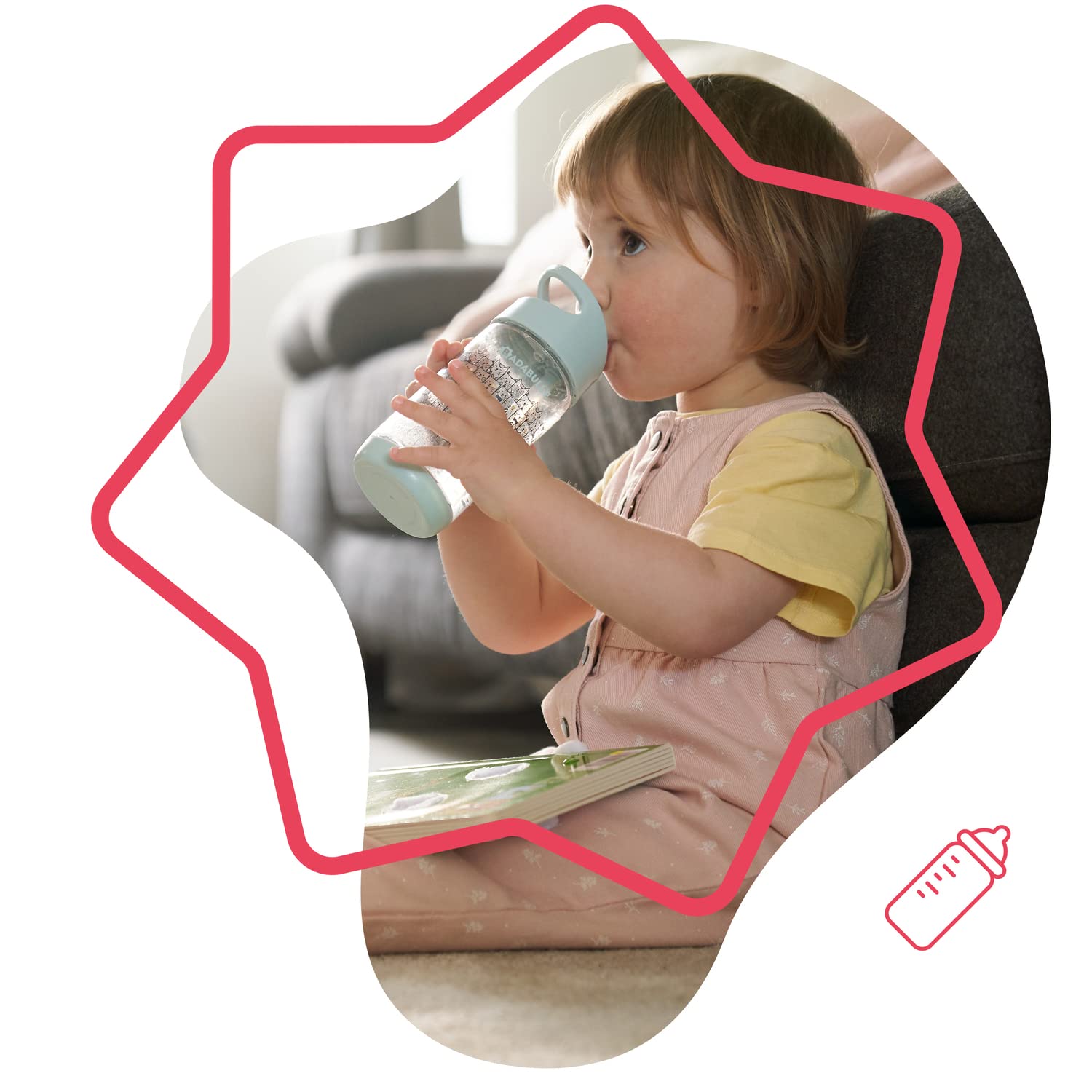 badabulle-trinkflasche-kinder-350-ml-auslaufsicherer-trinkbecher-mit-faltbarem-s image 2