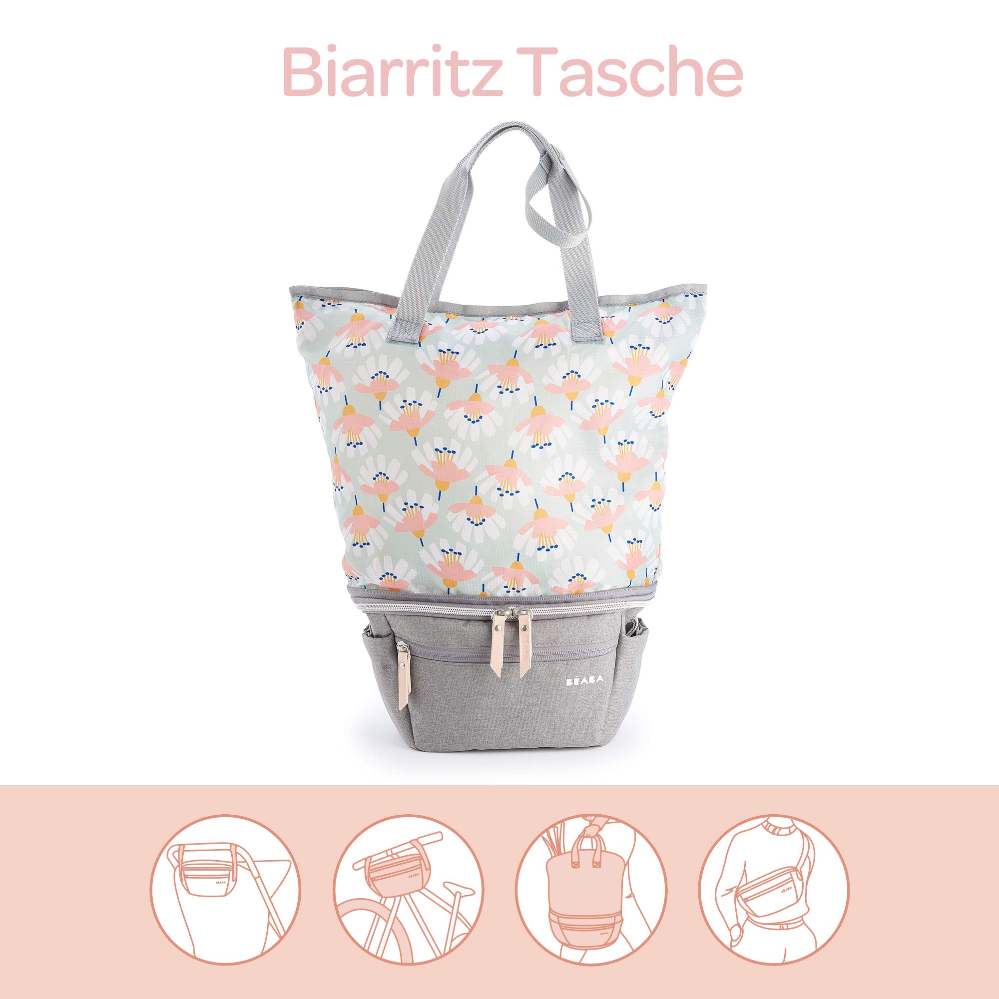 b-aba-biarritz-wickeltasche-kinderwagen-organizer-2-in-1-verwandelbar-in-einkauf image 2