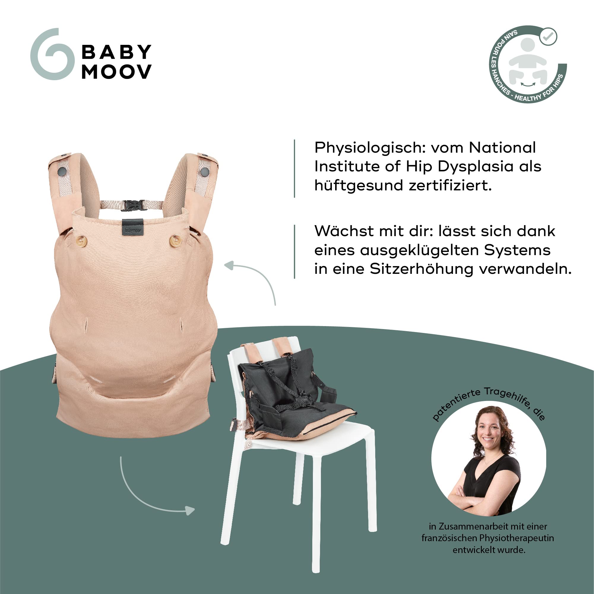 babymoov-babytrage-moov-boost-hazelnut-beige-ergonomische-2-in-1-trage-und-sitze image 3