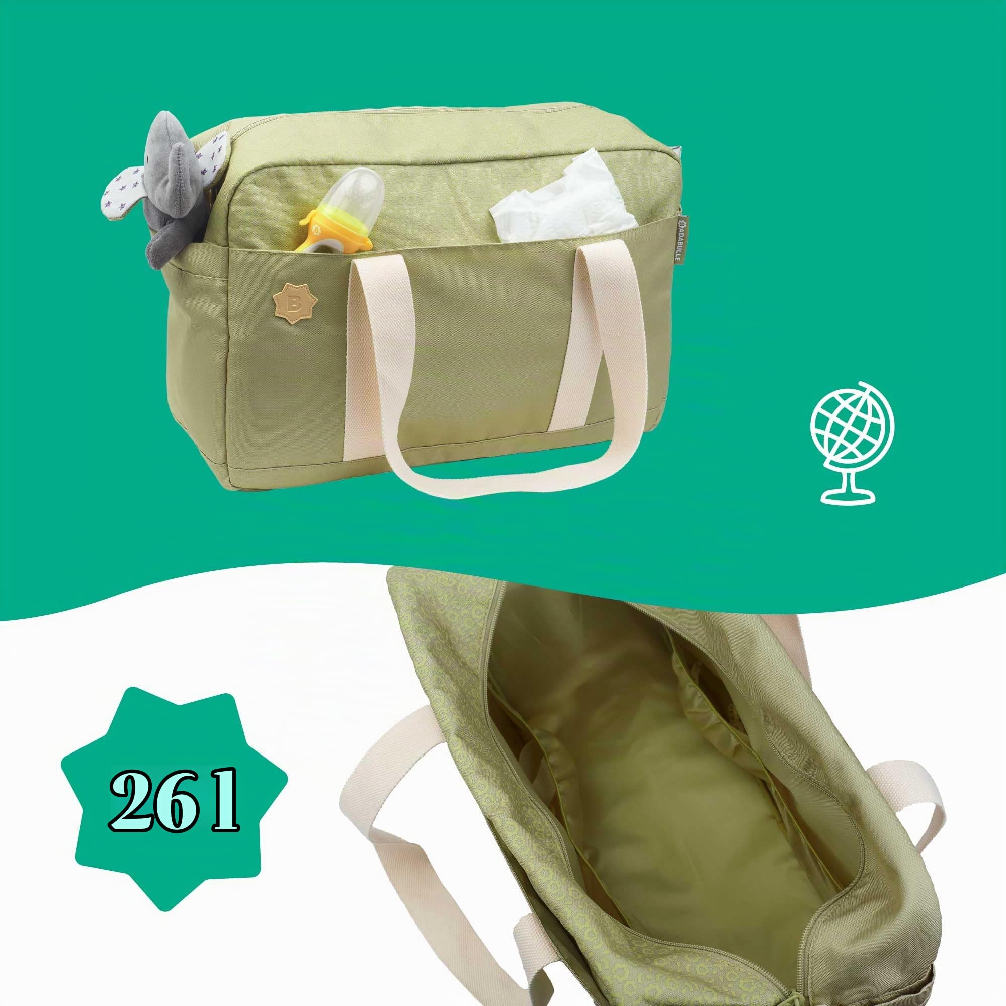badabulle-wickeltasche-bowling-olive-kinderwagentasche-mit-wickelauflage-und-ca- image 4