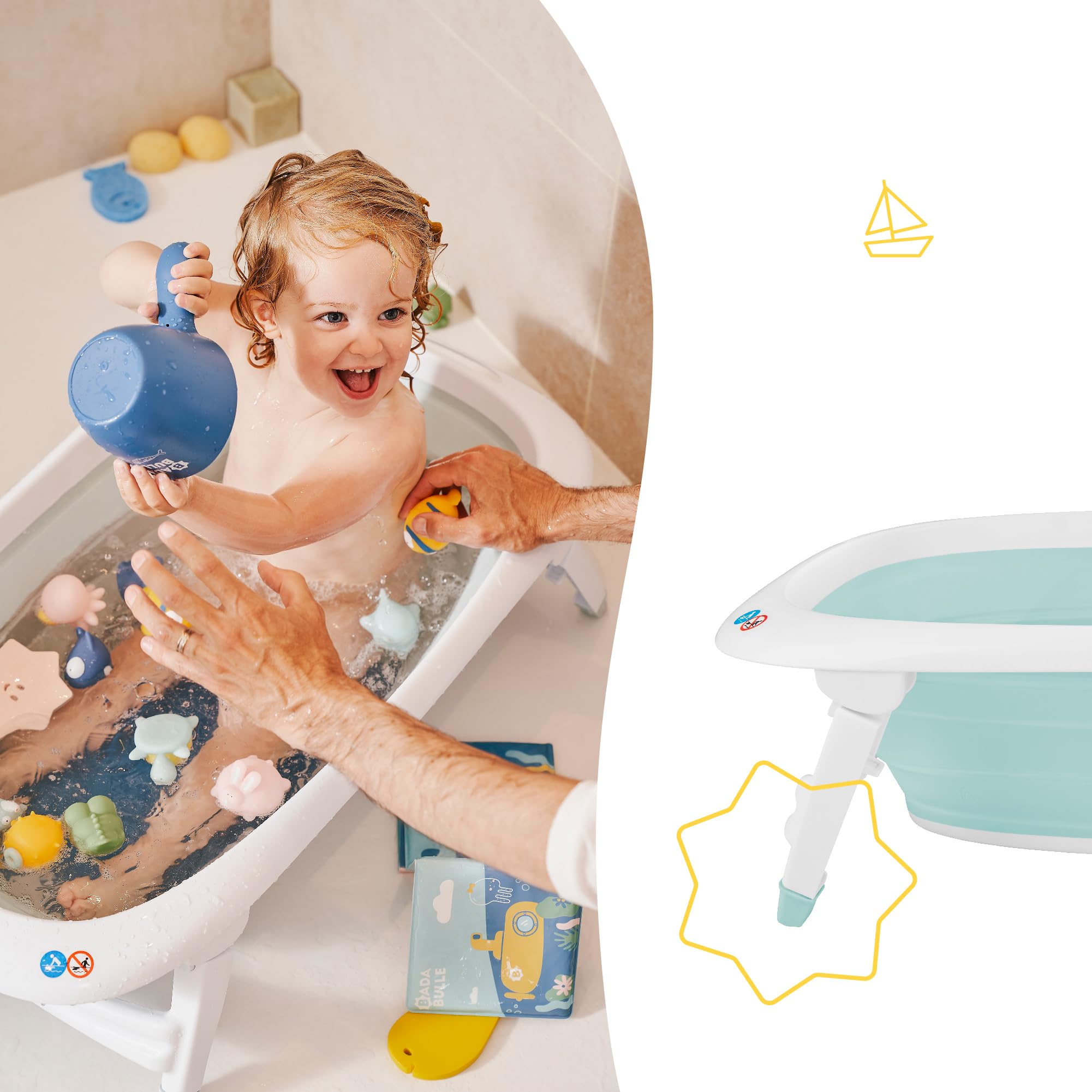 badabulle-faltbare-babybadewanne-ultrakompakte-faltbadewanne-35-l-mit-rutschfest image 7