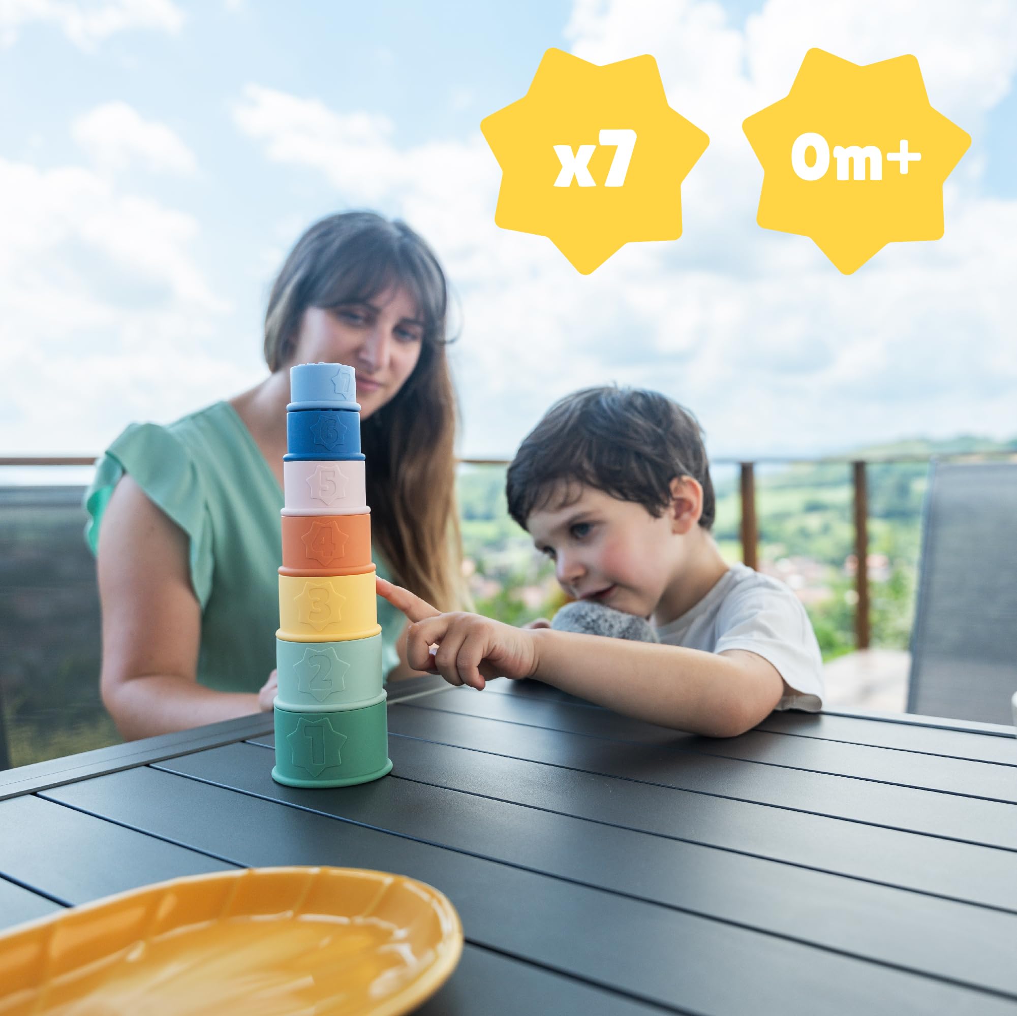 badabulle-7-stapelbecher-aus-silikon-f-r-babys-kleinkinder-nummeriert image 3