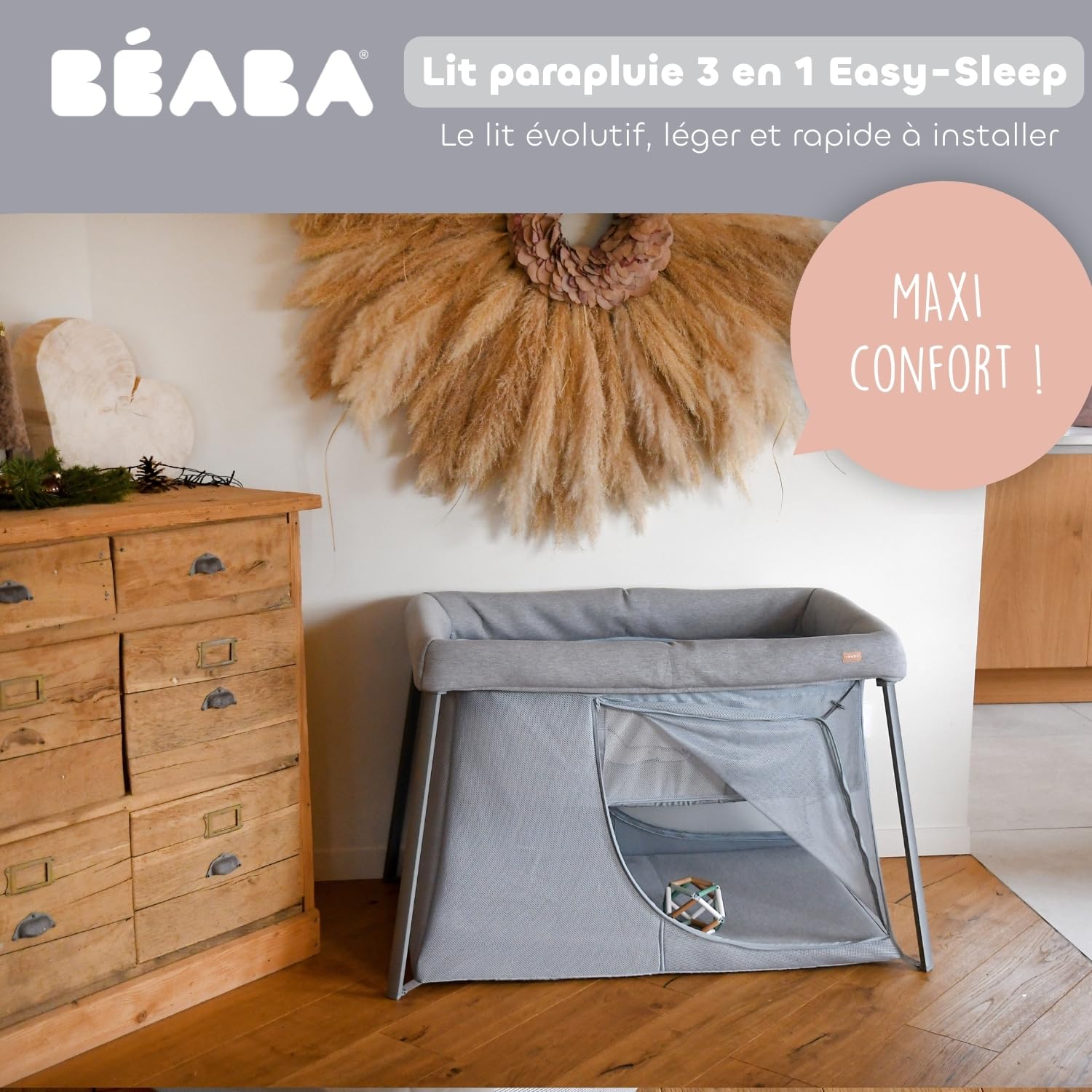 b-aba-3-in-1-reisebett-mitwachsendes-faltbares-babybett-als-wiege-zusatzbett-und image 2