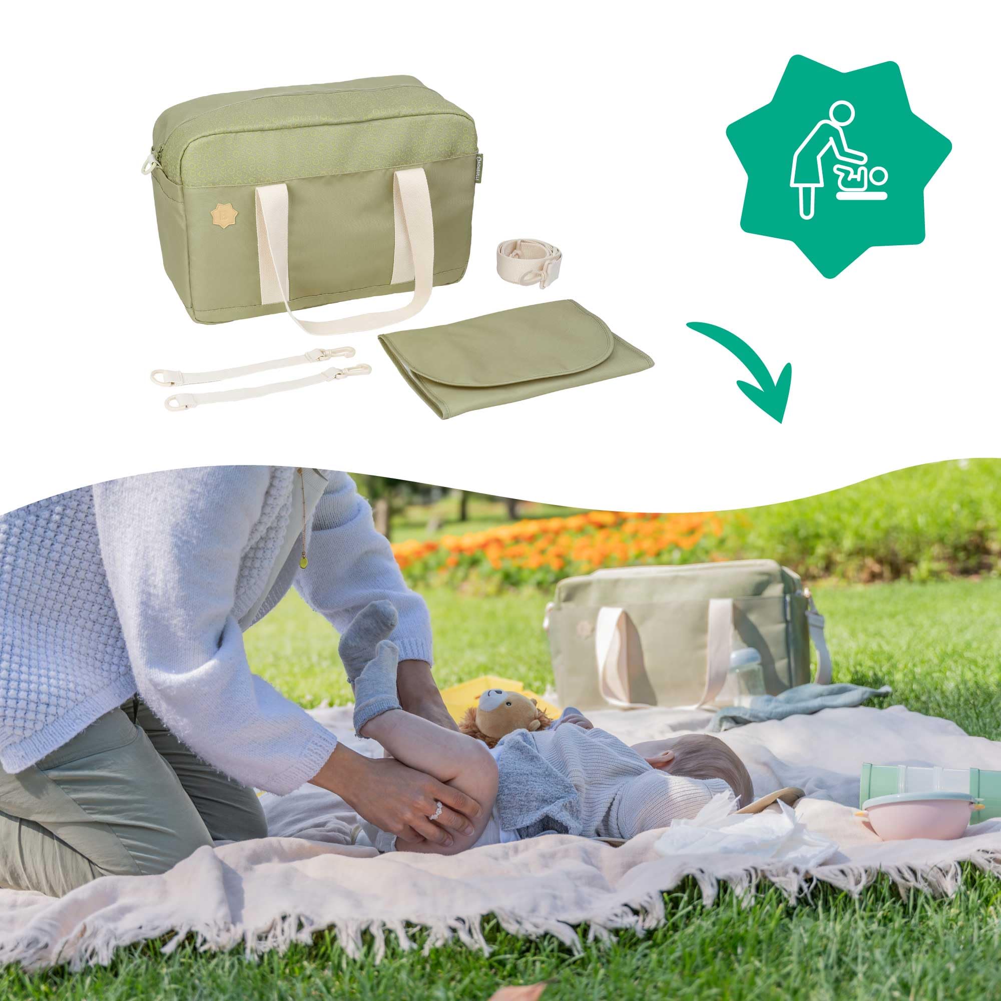 badabulle-wickeltasche-bowling-olive-kinderwagentasche-mit-wickelauflage-und-ca- image 6