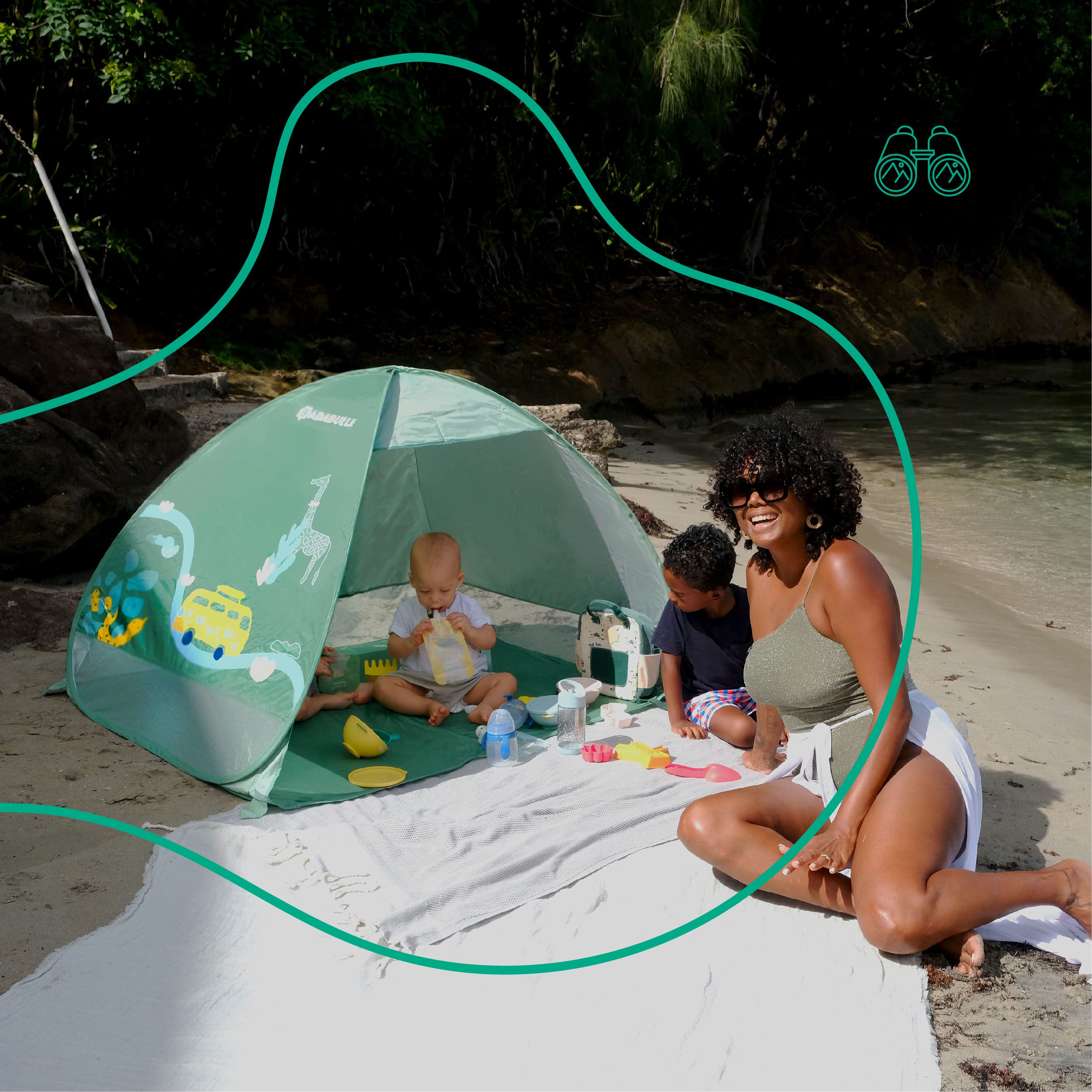badabulle-strandmuschel-safari-pop-up-strandzelt-mit-uv-schutz-50-125-x-100-x-85 image 7