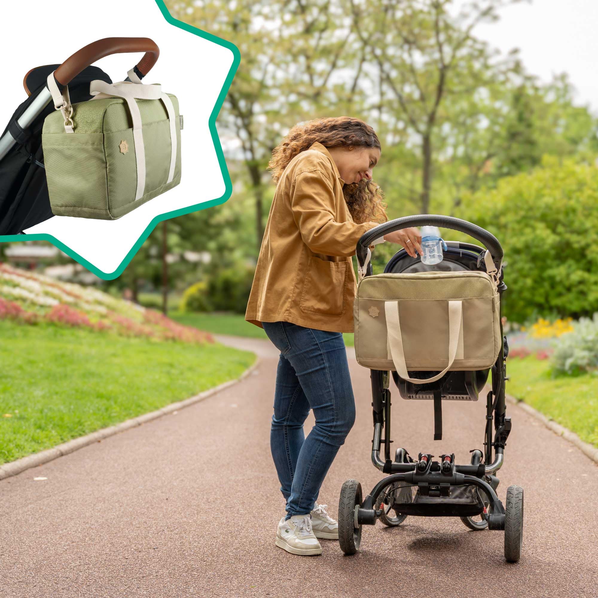 badabulle-wickeltasche-bowling-olive-kinderwagentasche-mit-wickelauflage-und-ca- image 5
