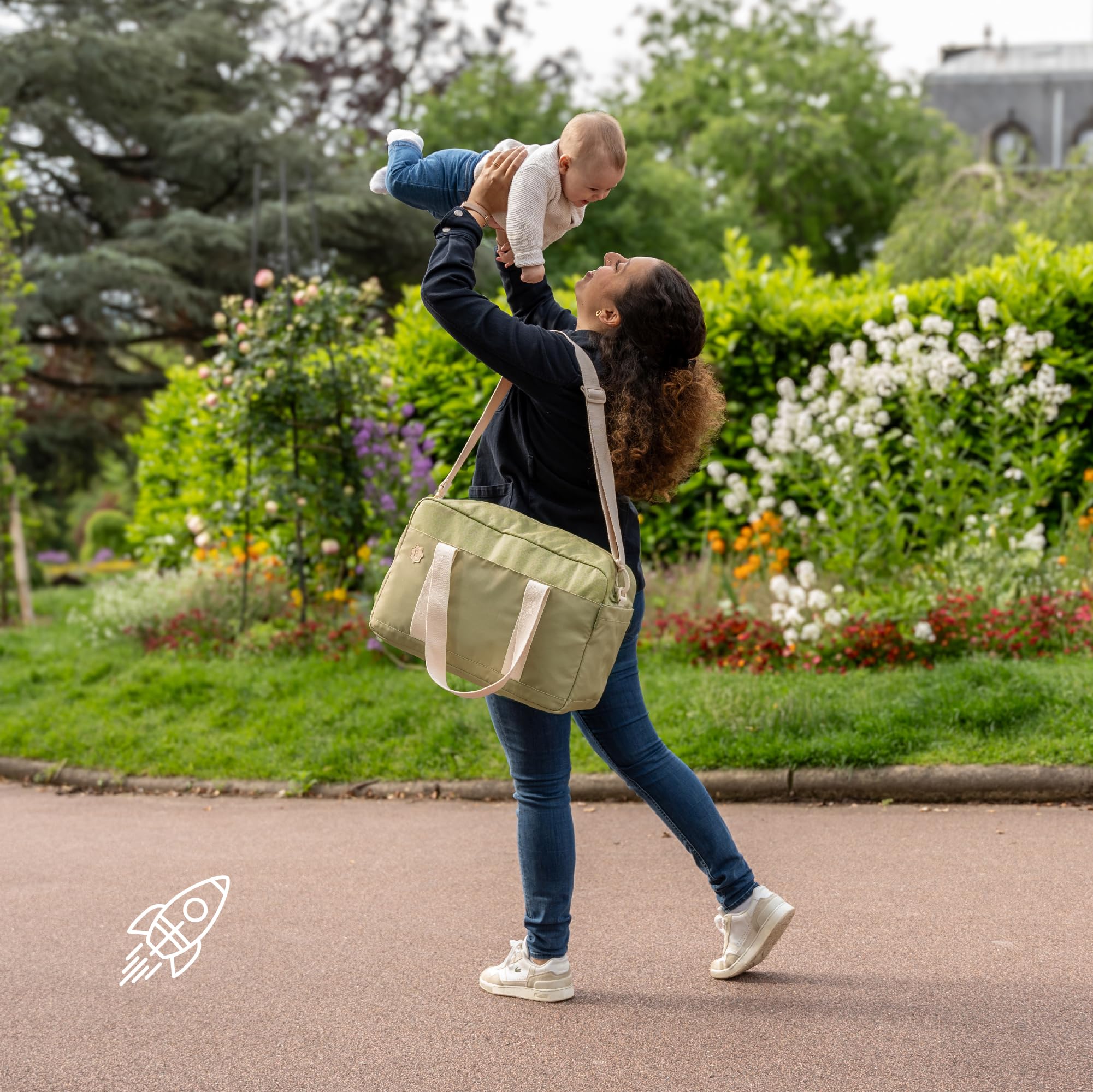 badabulle-wickeltasche-bowling-olive-kinderwagentasche-mit-wickelauflage-und-ca- image 2