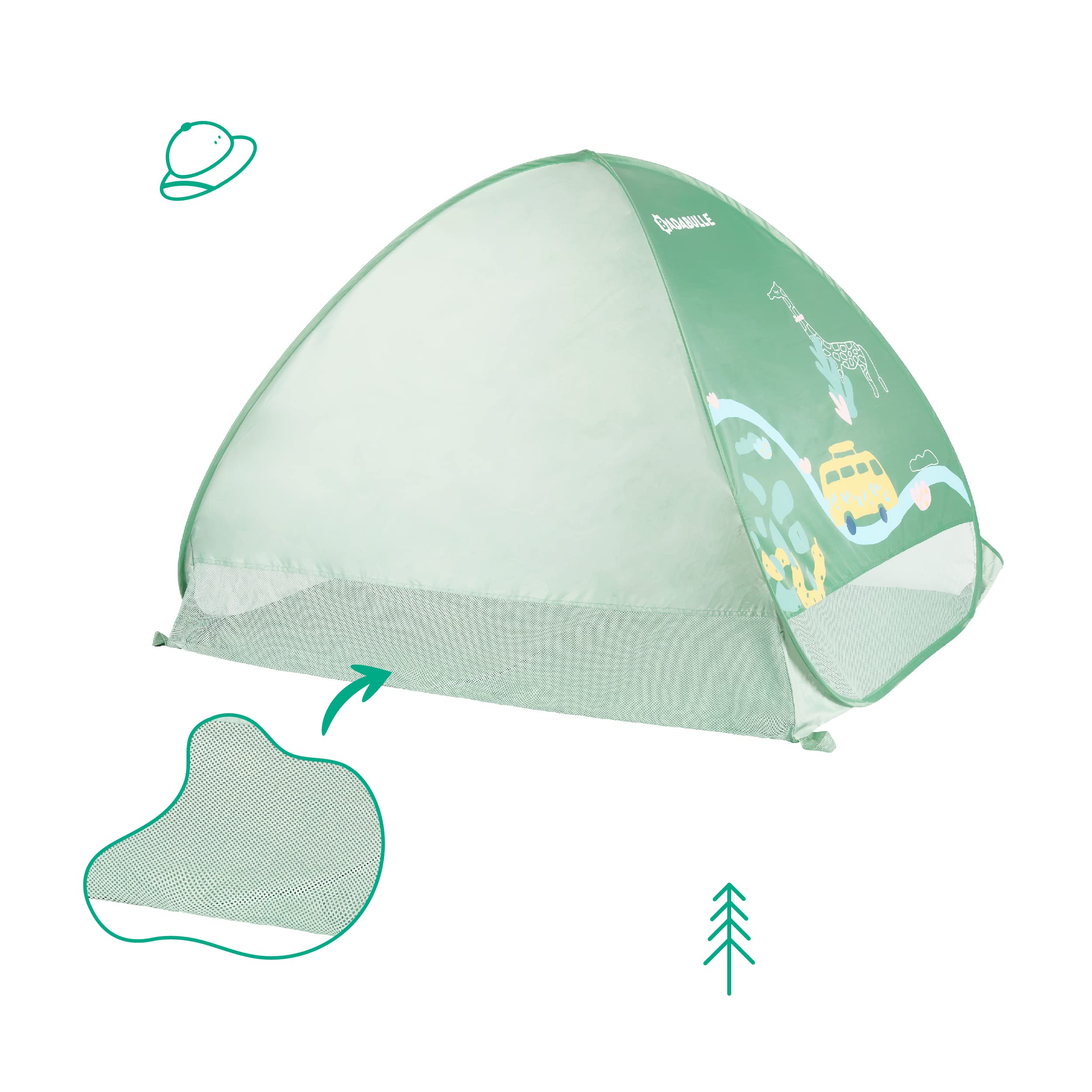 badabulle-strandmuschel-safari-pop-up-strandzelt-mit-uv-schutz-50-125-x-100-x-85 image 3