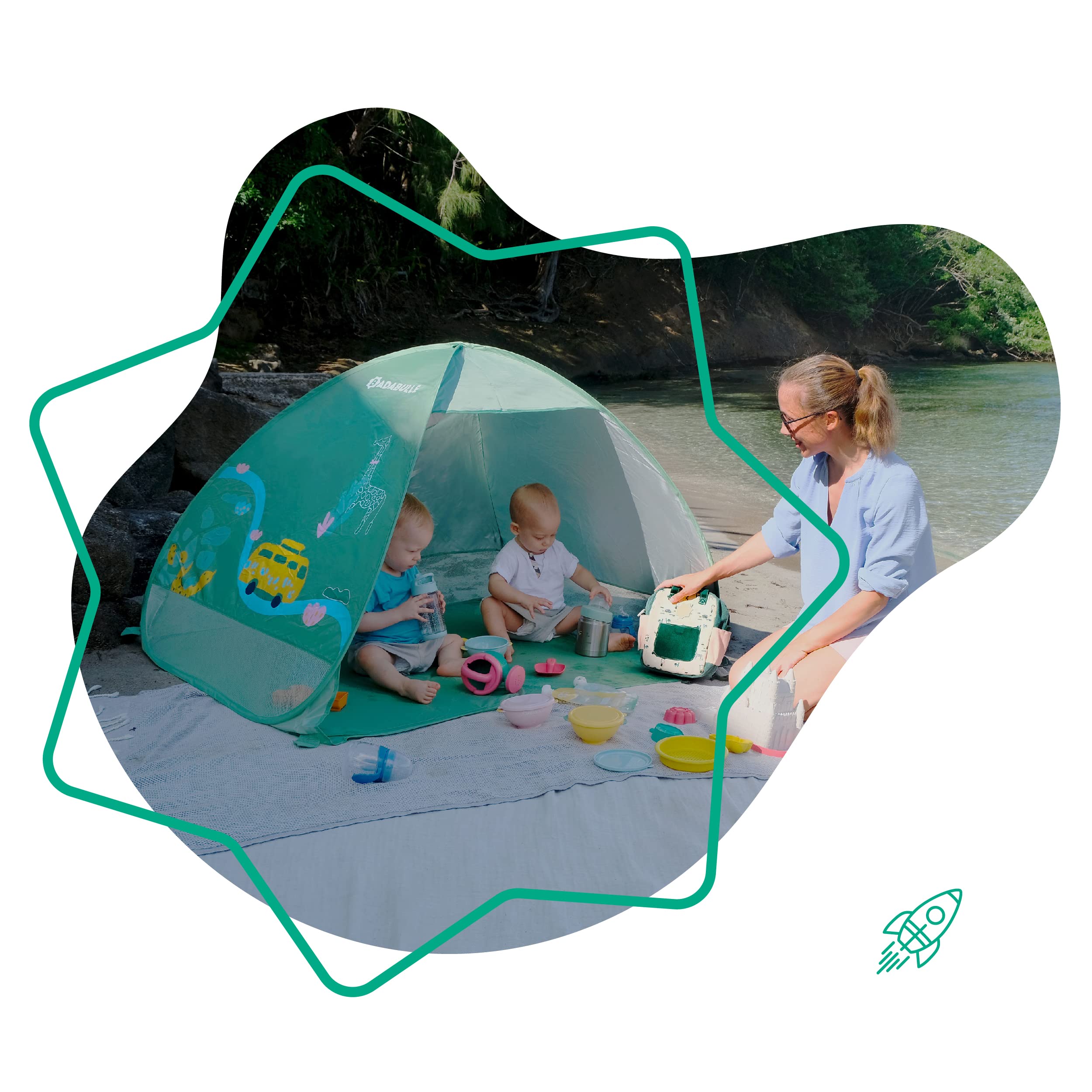 badabulle-strandmuschel-safari-pop-up-strandzelt-mit-uv-schutz-50-125-x-100-x-85 image 2
