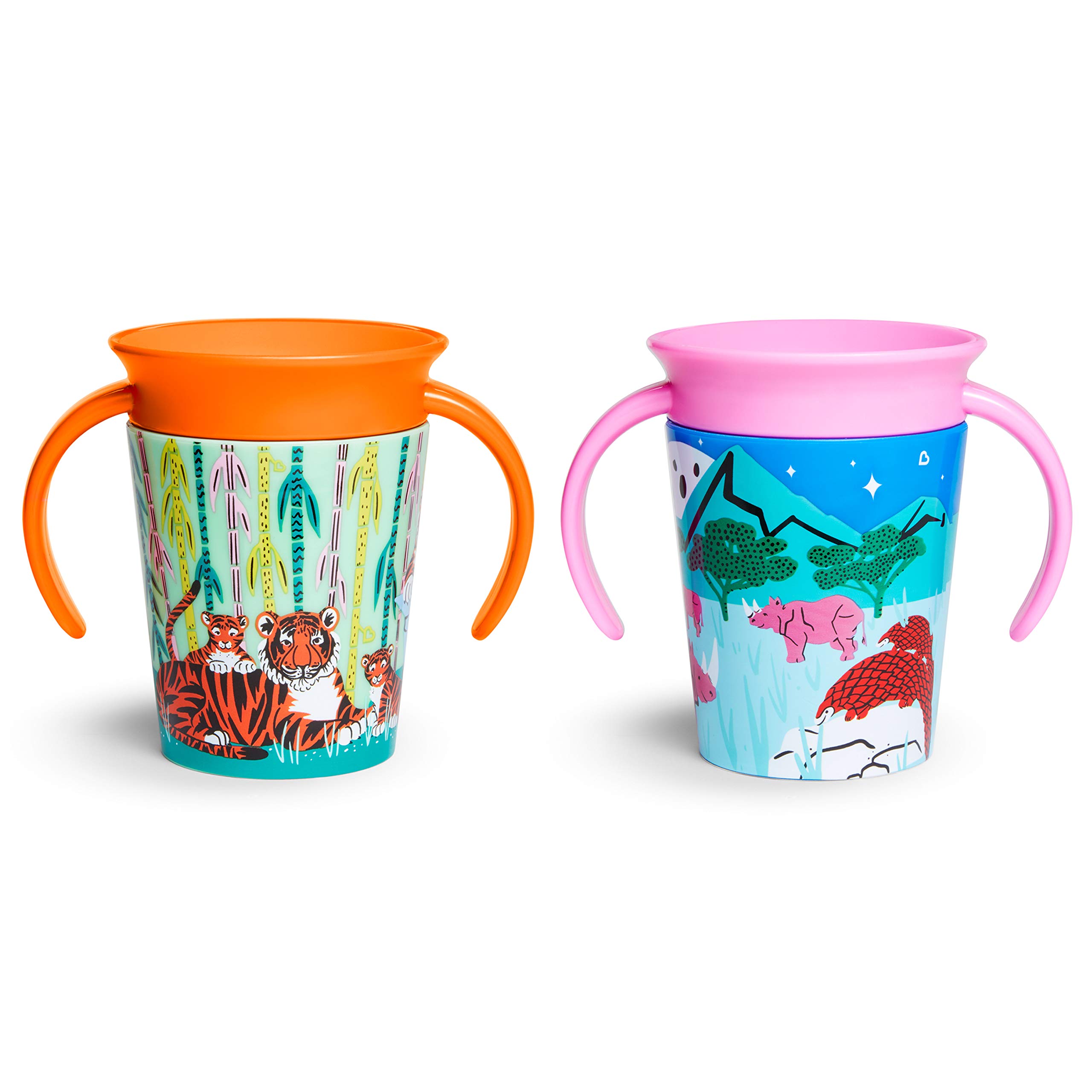 munchkin-miracle-360-trinklernbecher-2er-set-nashorn-tiger-177-ml-bpa-frei-mit-h image 1