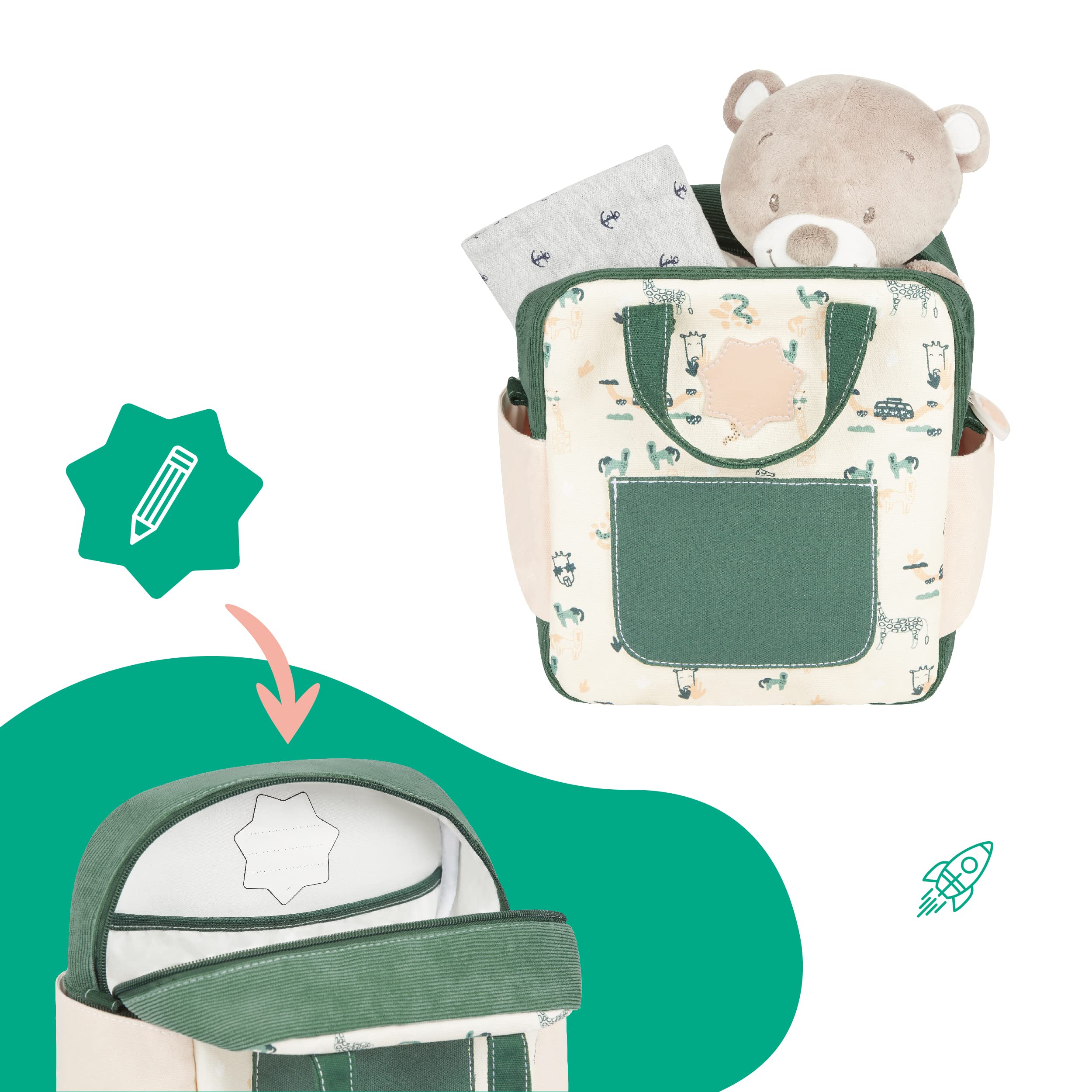 badabulle-kinderrucksack-safari-kinder-rucksack-aus-baumwoll-canvas-mit-namenset image 3