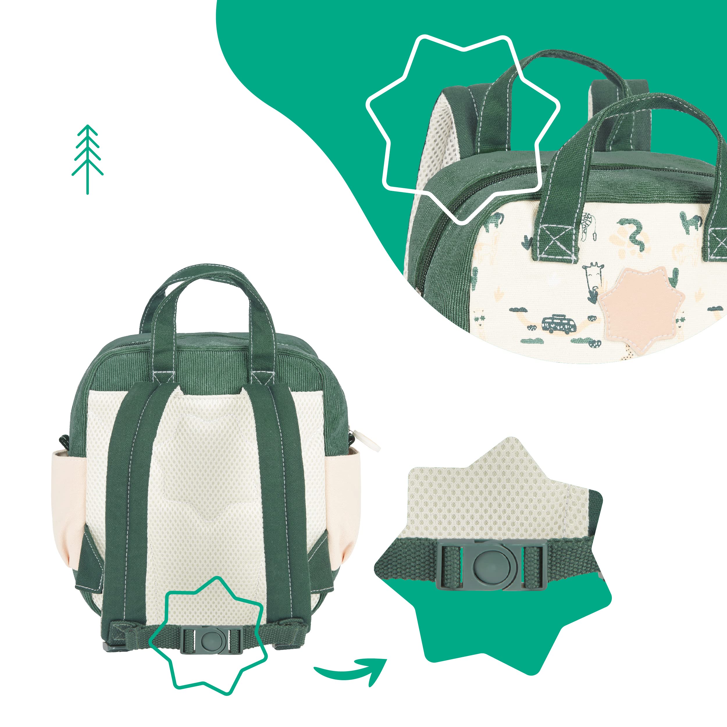 badabulle-kinderrucksack-safari-kinder-rucksack-aus-baumwoll-canvas-mit-namenset image 4