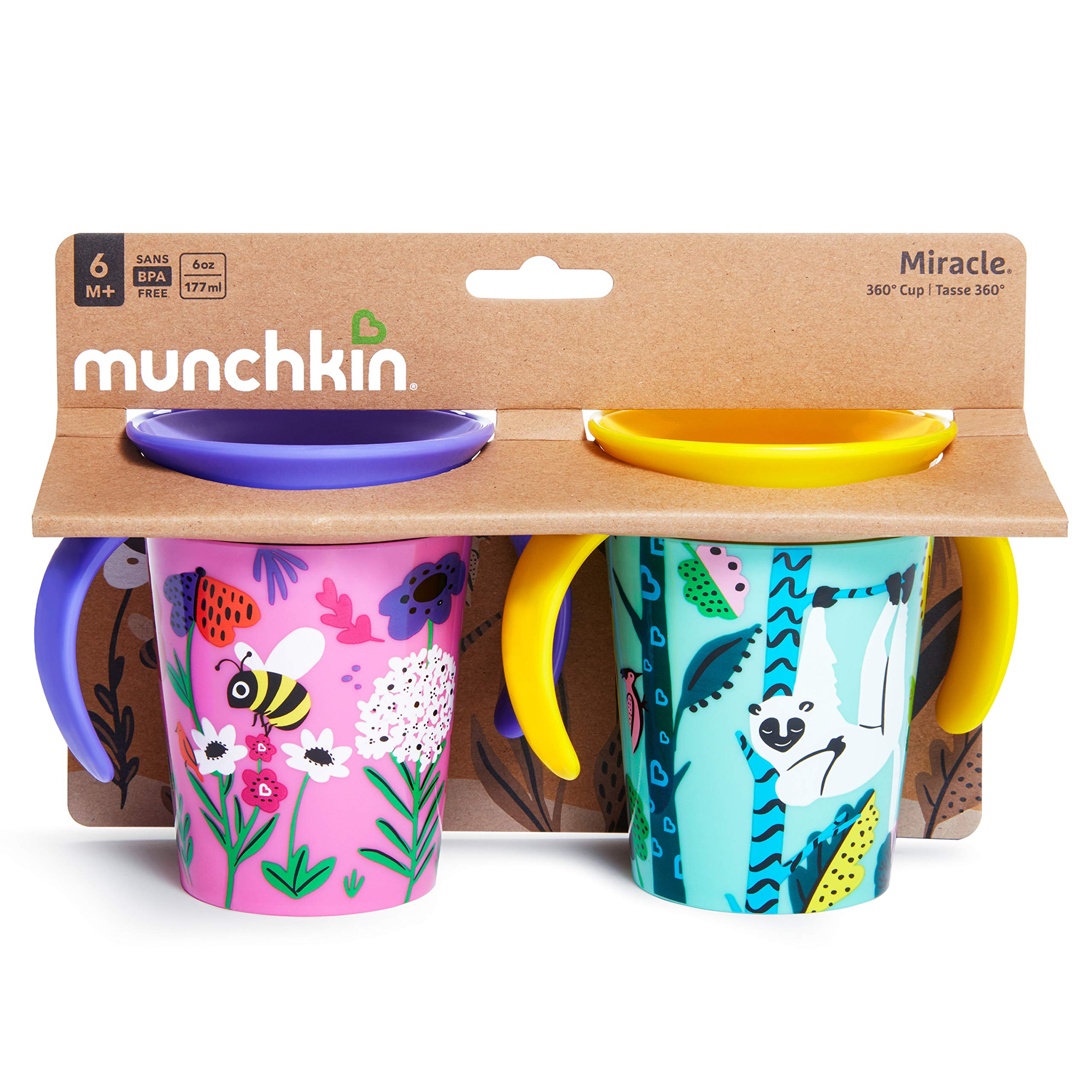 munchkin-miracle-360-trinklernbecher-2er-set-affe-biene-177-ml-bpa-frei-mit-henk image 5