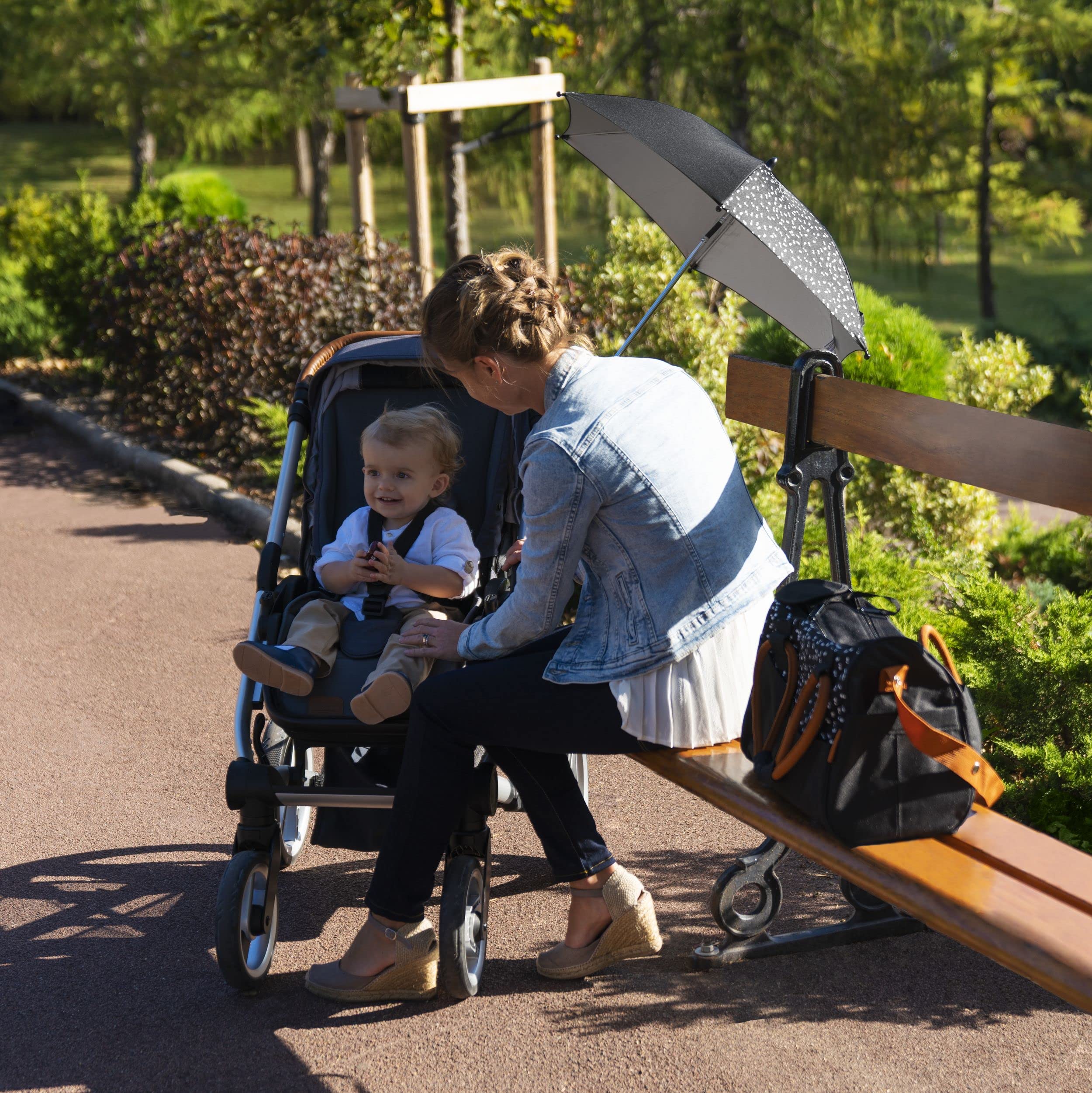 badabulle-sonnenschirm-schwarz-universeller-kinderwagensonnenschirm-mit-uv-schut image 4